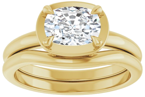 Sužadėtuvių Žiedas „Claw-Prong Solitaire Bezel-Style“ 14k yellow gold Elongated Cushion 7.5mm x 5.5mm (8)