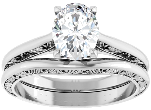 Sužadėtuvių Žiedas „Solitaire Sculptural“ 950 Platinos Oval 8mm x 6mm (8)