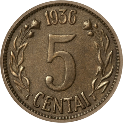 1936 Литва монета 5 центов (1)