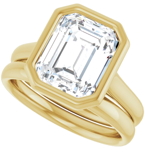 Sužadėtuvių Žiedas „Bezel-Set Solitaire“ 10k yellow gold Emerald 10mm x 8mm (10)
