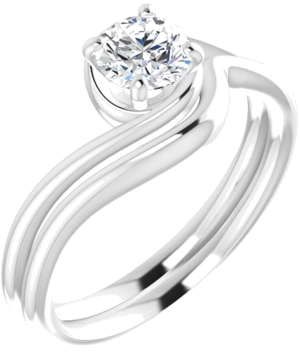 14K White 5.2 mm Round Engagement Ring Mounting (6)