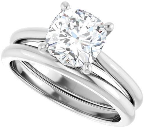 14K White 7 mm Cushion Solitaire Engagement Ring Mounting (10)