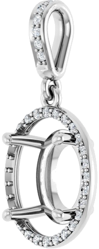Pakabukas „Accented Halo-Style“ 14k white gold Oval 10mm x 8mm (2)