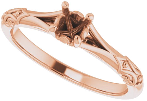 Sužadėtuvių Žiedas „Solitaire Sculptural“ 10k rose gold Round 4.1mm (5)