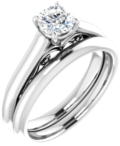 Sužadėtuvių Žiedas „Solitaire“ 950 Platinos Round 5.2mm (6)