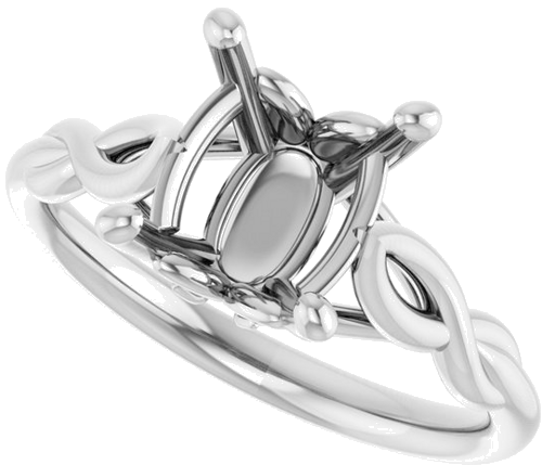 Sužadėtuvių Žiedas „Solitaire Sculptural“ 14k white gold Oval 10mm x 8mm (5)