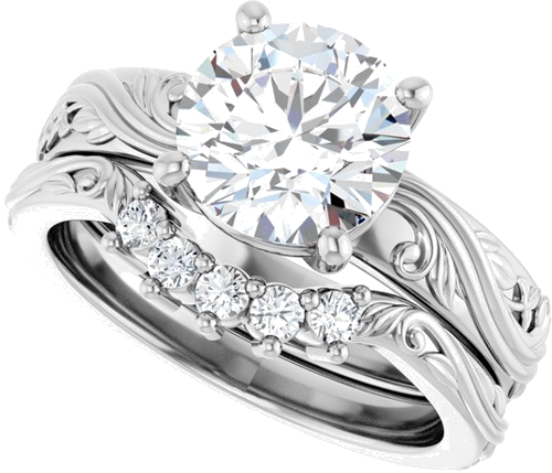 Sužadėtuvių Žiedas „Solitaire Sculptural“ 14k white gold Round 8.2mm (10)