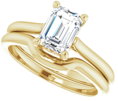 Sužadėtuvių Žiedas „Solitaire“ 585 Geltonojo Aukso Emerald 7mm x 5mm (10)