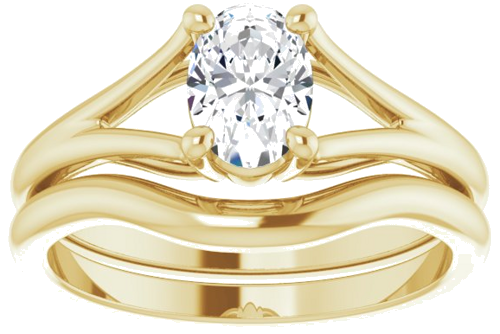 14K Yellow 7x5 mm Oval 4-Prong Cathedral Split Shank Engagement Ring Mounting (8)