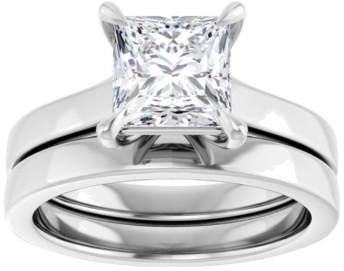 Sužadėtuvių Žiedas „Claw-Prong“ 14k white gold Square 6.5mm (8)