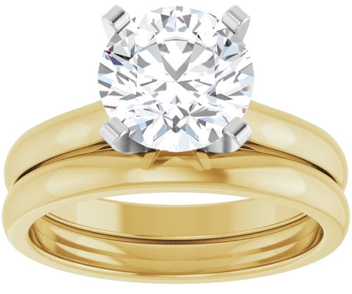 14K Yellow White 8.2 mm Round Solitaire Engagement Ring Mounting (8)