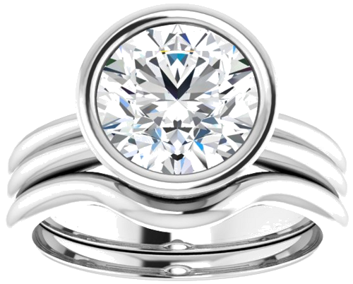 Sužadėtuvių Žiedas „Bezel-Set Solitaire“ 14k white gold Round 8.8mm (8)