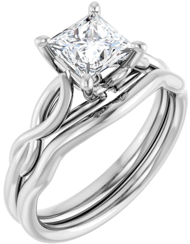 14K White  5.5 mm Square Solitaire Engagement Ring Mounting (6)