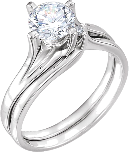 Sužadėtuvių Žiedas „Solitaire“ 14k white gold Round 4.4mm (5)
