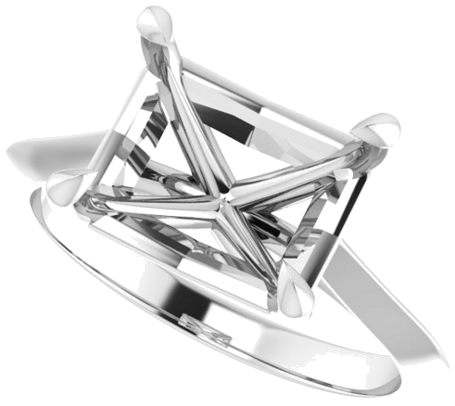 Platinum 10x8 mm Emerald Solitaire Engagement Ring Mounting (4)