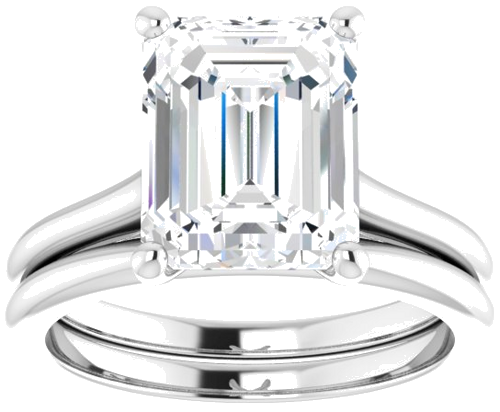 14K White 10x8 mm Emerald Solitaire Engagement Ring Mounting (8)