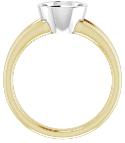 Sužadėtuvių Žiedas „Bezel-Set Solitaire“ 585 Baltojo Ir Geltonojo Aukso Round 7.4mm (2)