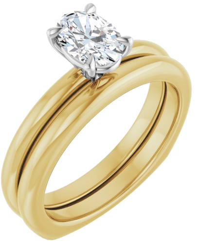 Sužadėtuvių Žiedas „Claw-Prong Euro Shank“ 14k yellow/white gold Oval 7mm x 5mm (6)