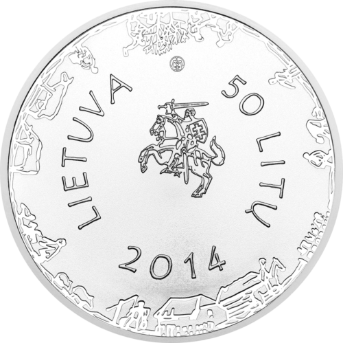 2014 Donelaitis Lietuva 50 litų sidabrinė moneta PF 70 ULTRA CAMEO (4)