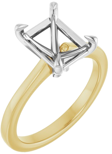 Sužadėtuvių Žiedas „Claw-Prong“ 14k yellow/white gold Emerald 9mm x 7mm (1)