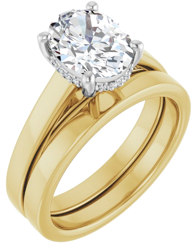 Sužadėtuvių Žiedas „Hidden Halo-Style“ 14k yellow/white gold Oval 9mm x 7mm (6)