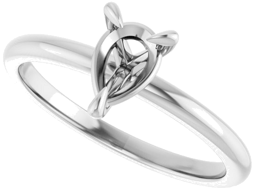 14K White  7x5 mm Pear Solitaire Engagement Ring Mounting (5)