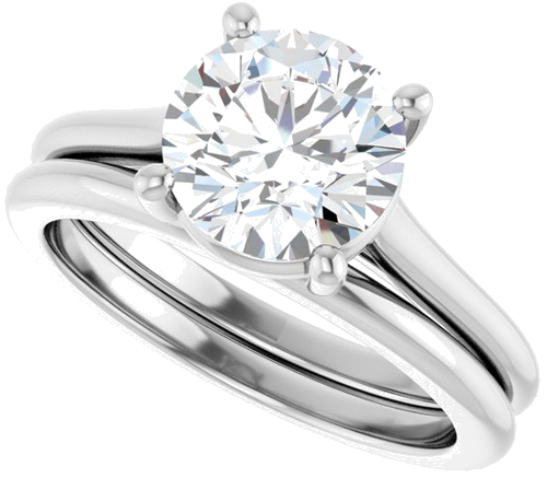 Sužadėtuvių Žiedas 14k white gold Round 8mm (10)