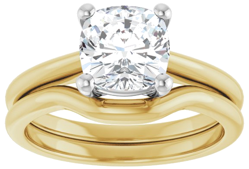 14K Yellow White 7 mm Cushion Solitaire Engagement Ring Mounting (7)
