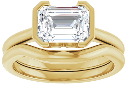 Sužadėtuvių Žiedas „Half Bezel Solitaire“ 585 Geltonojo Aukso Emerald 8mm x 6mm (8)