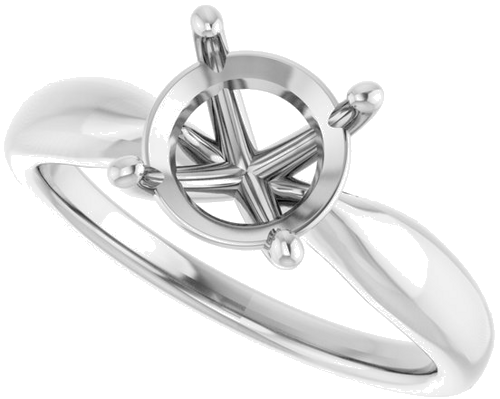 14K White  8 mm Round Solitaire Engagement Ring Mounting (5)