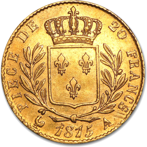 20 франков Людовик XVIII 1814-1815 Королевство Франция золотая монета (2)