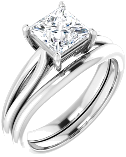 14K White 6 mm Square Engagement Ring Mounting (6)