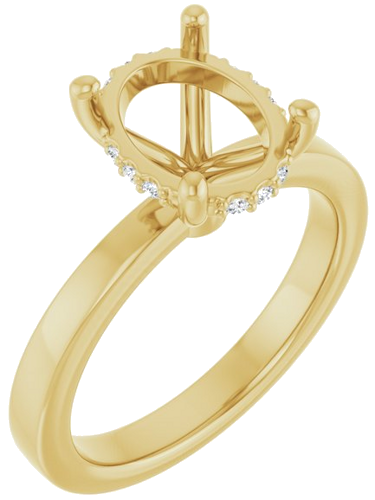 Sužadėtuvių Žiedas „Hidden Halo-Style“ 14k yellow gold Oval 10mm x 8mm (1)