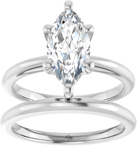 18K White  12x6 mm Marquise Solitaire Engagement Ring Mounting (8)
