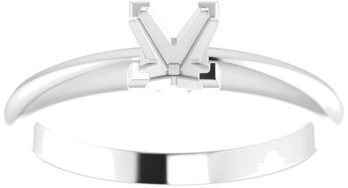 14K White 4.5 mm Square V-End 4-Prong Engagement Ring Mounting (3)