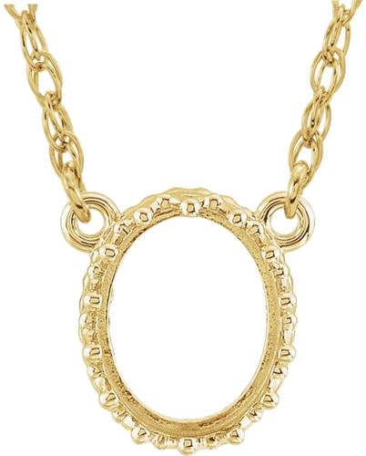 14K Yellow 10x8 mm Oval Cabochon Crown 18  Necklace Mounting (1)