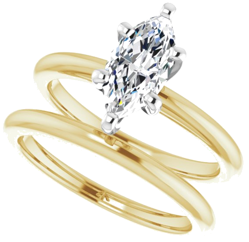 Sužadėtuvių Žiedas „Solitaire“ 585 Baltojo Ir Geltonojo Aukso Marquise 10mm x 5mm (10)