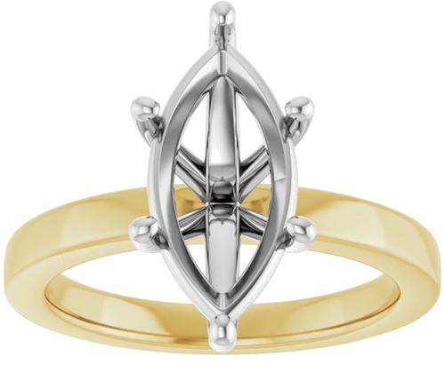 Sužadėtuvių Žiedas „Solitaire“ 14k yellow/white gold Marquise 14mm x 7mm (3)