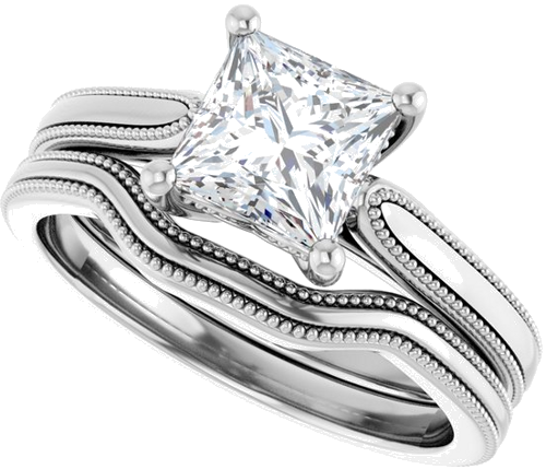 Sužadėtuvių Žiedas „Solitaire“ 14k white gold Square 6mm (10)