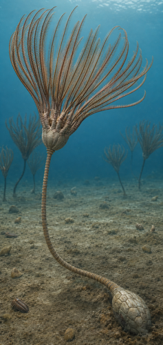 Crinoid (sea lily) fossil (Scyphocrinites elegans), Morocco, ~443.8–419.2 million years (3)
