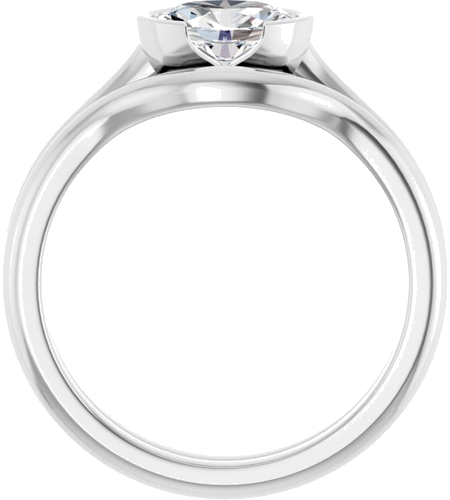 Sužadėtuvių Žiedas „Half-Bezel Solitaire“ 14k white gold Oval 7mm x 5mm (7)