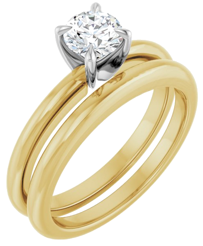 14K Yellow White 5.2 mm Round Solitaire Engagement Ring Mounting (6)
