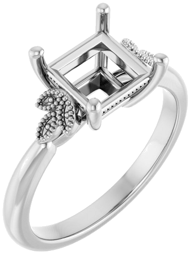 Sužadėtuvių Žiedas „Solitaire“ 14k white gold Square 6.5mm (1)