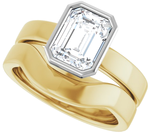 Sužadėtuvių Žiedas „Solitaire“ 585 Baltojo Ir Geltonojo Aukso Emerald 8mm x 6mm (10)