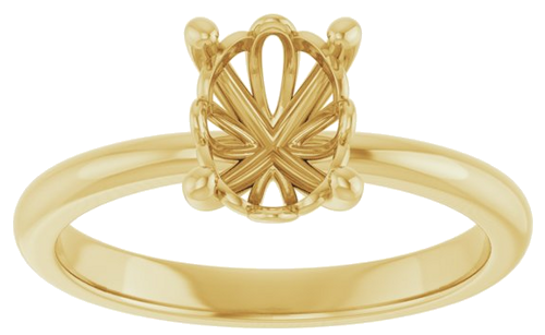 14K Yellow 8x6 mm Oval Solitaire Engagement Ring Mounting (3)