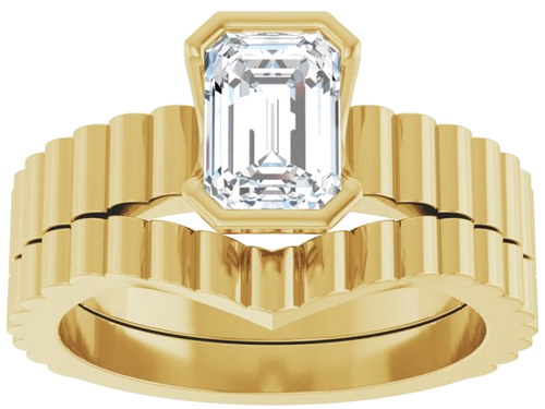Sužadėtuvių Žiedas „Half-Bezel Solitaire“ 10k yellow gold Emerald 7mm x 5mm (8)