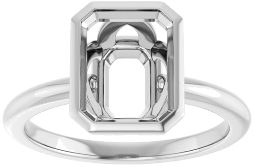 Sužadėtuvių Žiedas „Bezel-Set“ 10k white gold Emerald 9mm x 7mm (3)