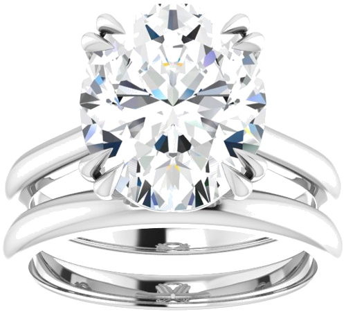 10K White 12x10 mm Oval Solitaire Engagement Ring Mounting (8)