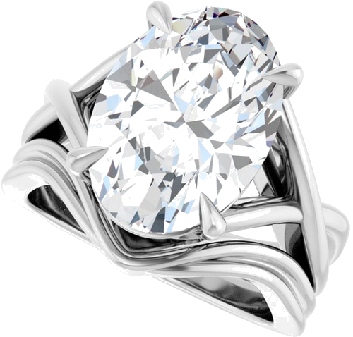 Sužadėtuvių Žiedas „Claw-Prong Solitaire“ 14k white gold Oval 14mm x 10mm (10)