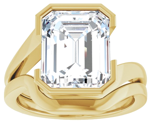 Sužadėtuvių Žiedas „Half-Bezel Solitaire“ 14k yellow gold Emerald 11mm x 9mm (8)